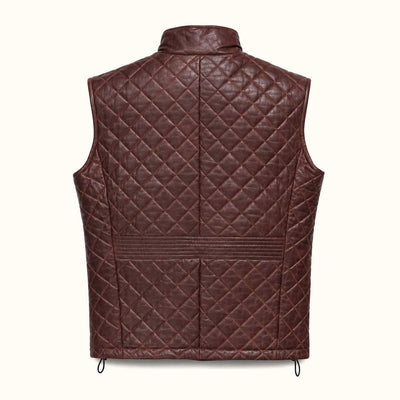Highlands Quilted Leather Vest | Mahogany Brown
