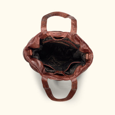 Opening - Lined, Quilted Leather Puffer Tote