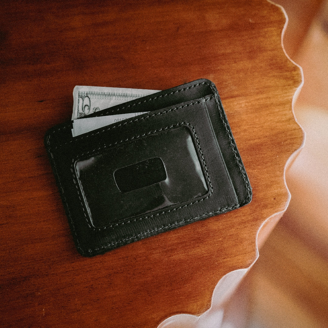 Limited Edition Jefferson Leather Slim ID Wallet | Black