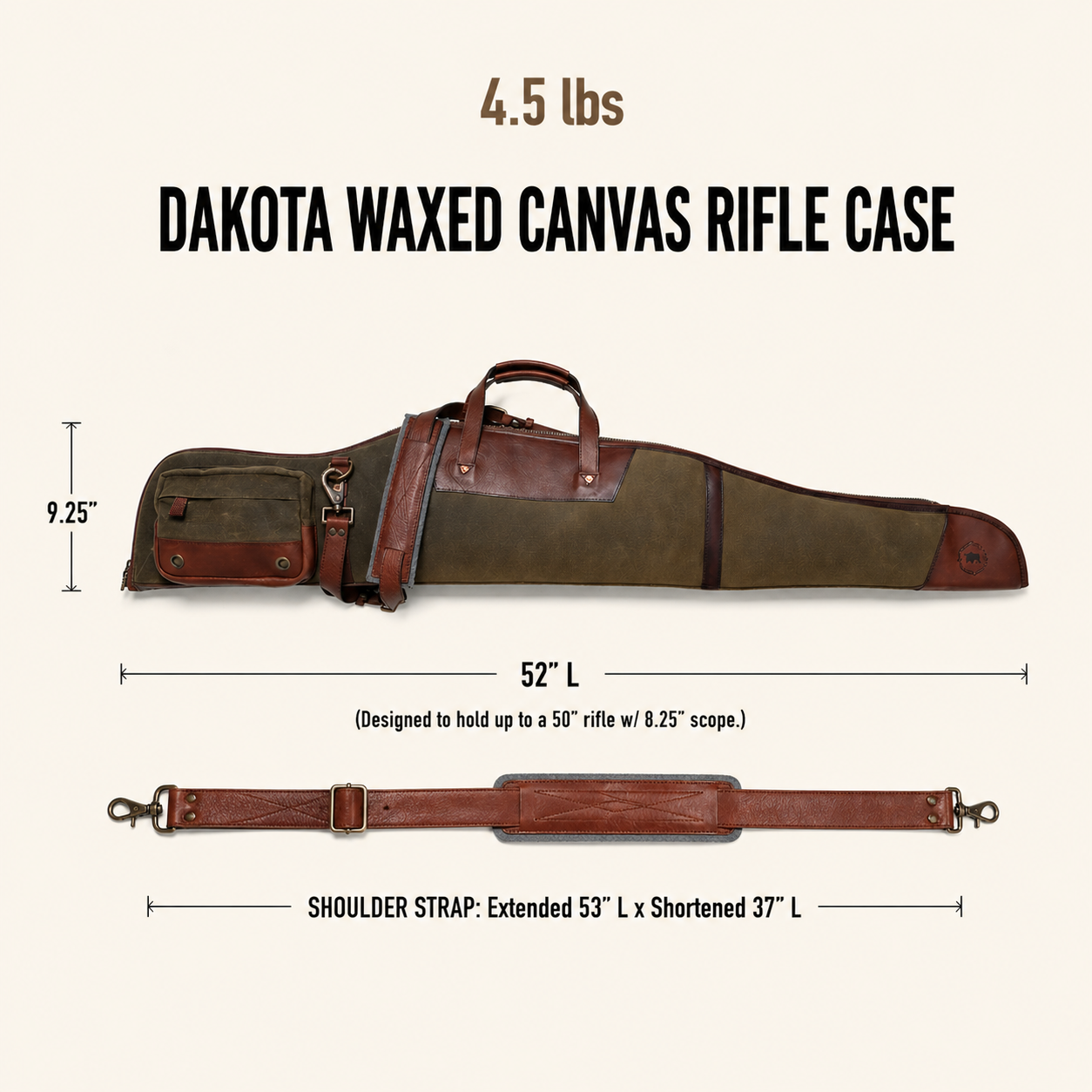 Dakota Waxed Canvas Rifle Case | Green w/ Dark Briar Leather