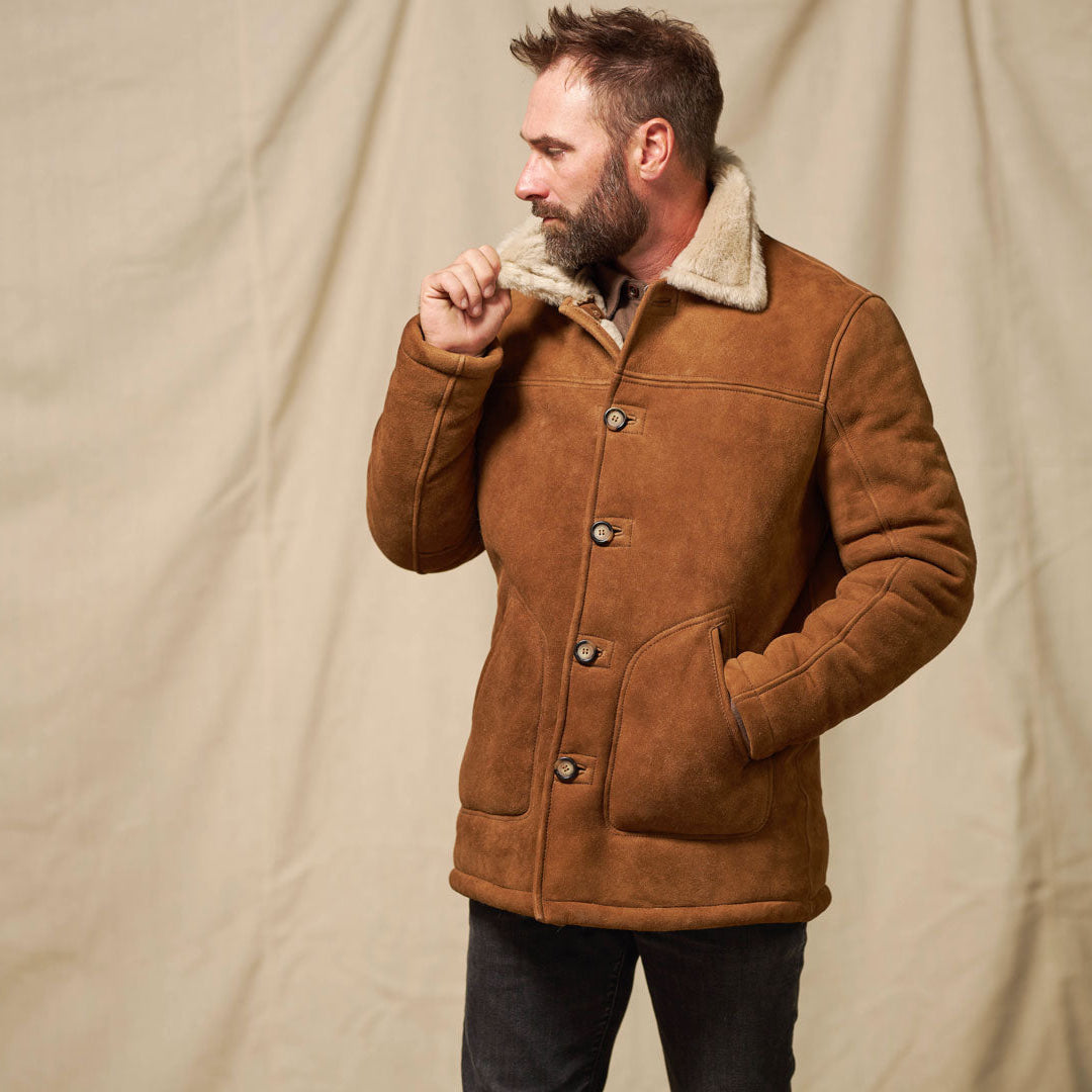 Wool Shearling Overcoat with Pockets - Winter