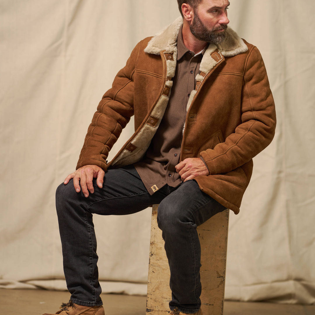 Lifestyle - Full Wool Coat in Shearling Sheepskin Wool