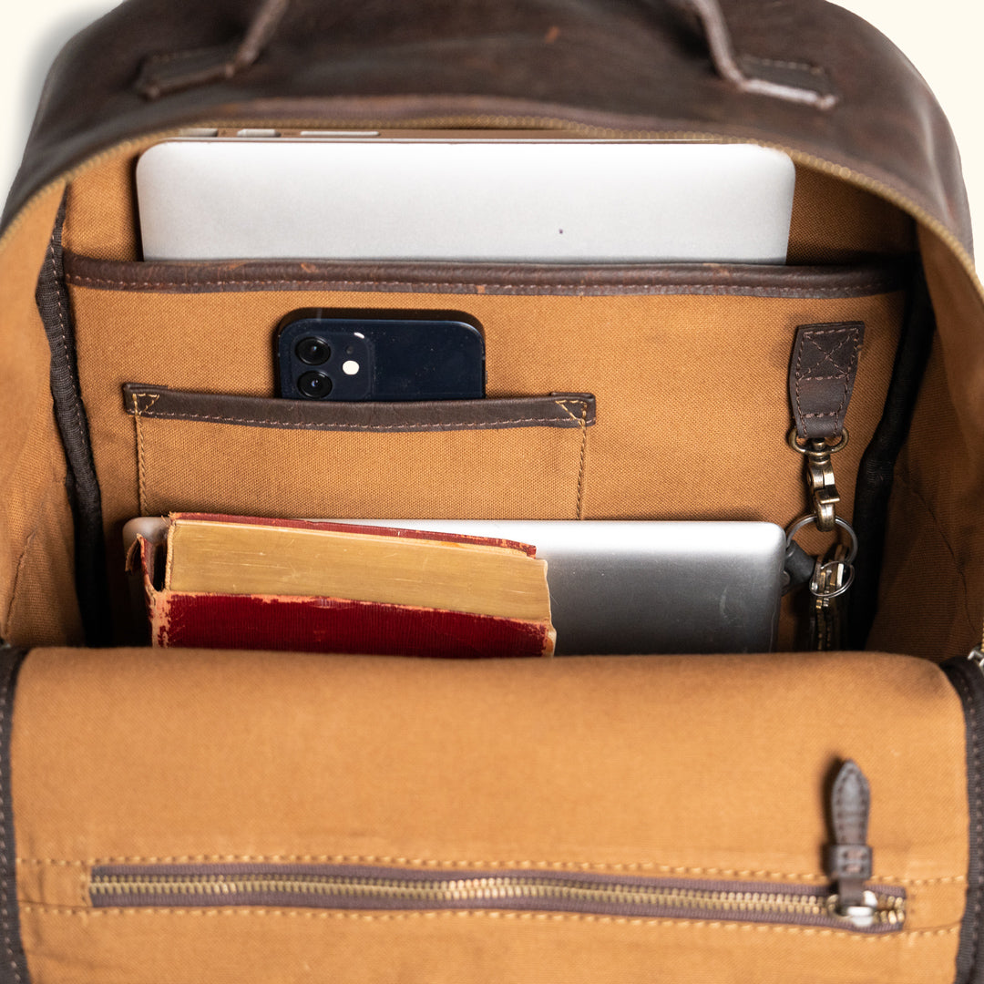 Vintage Leather Brown Backpack