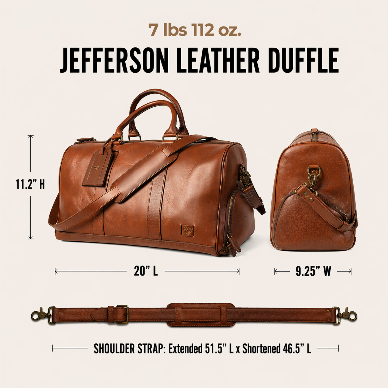 Jefferson Leather Duffle | Elderwood