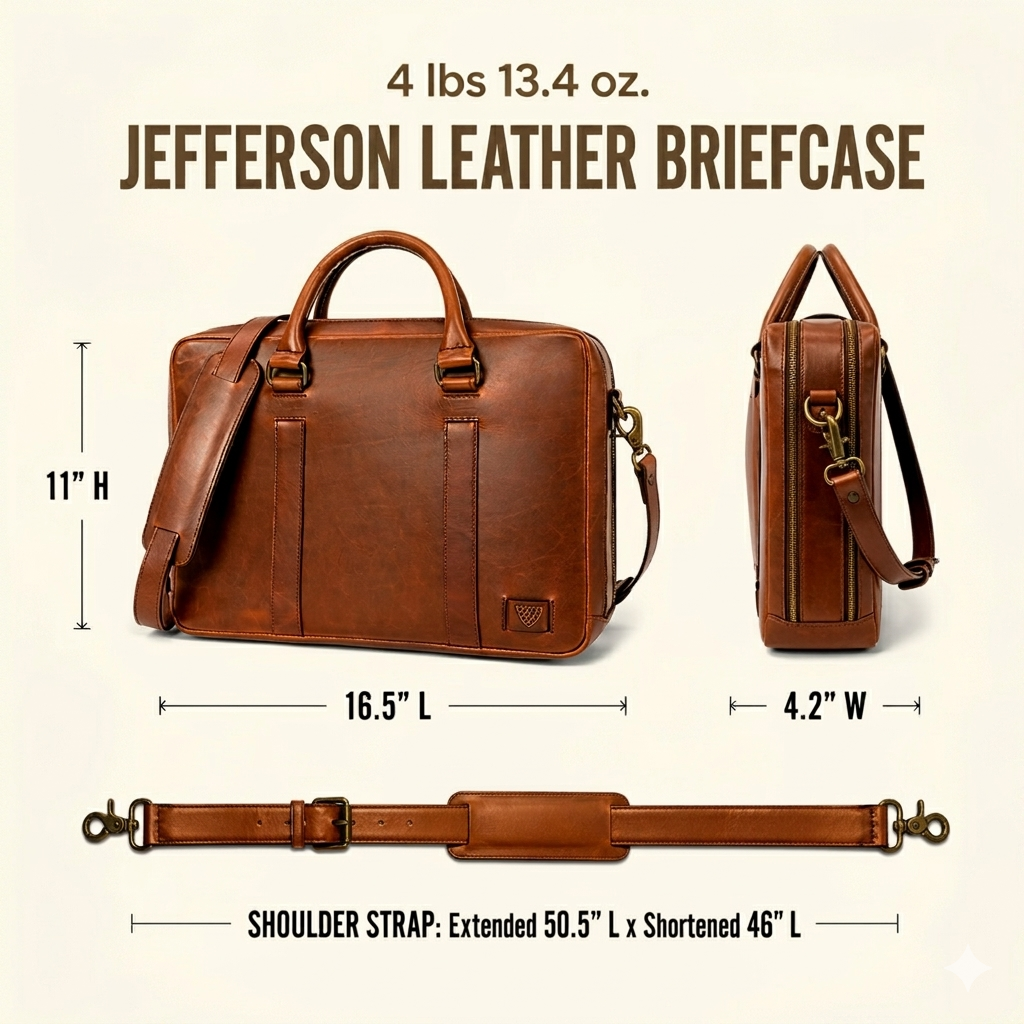 Jefferson Leather Briefcase | Elderwood
