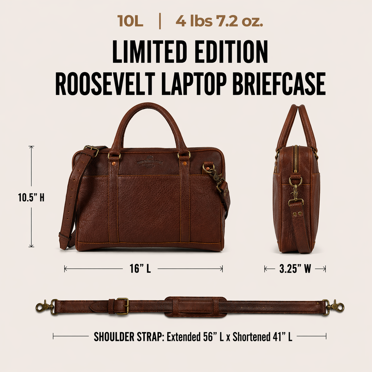 Limited Edition Roosevelt Laptop Briefcase | Buffalo Grain