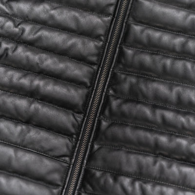Down Fill - Leather Jacket in Black
