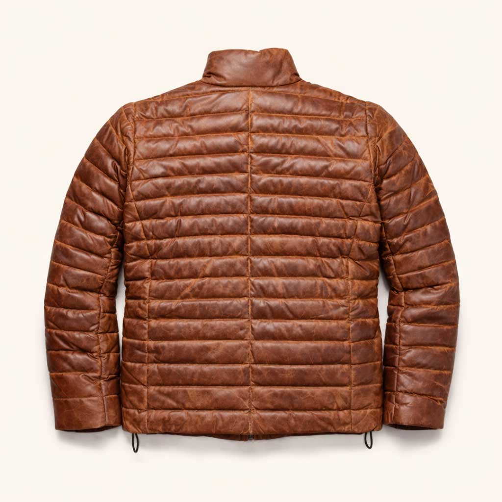 Outdoor Puffy Jacket - Leather and Down - Ultimate Leather Jacket