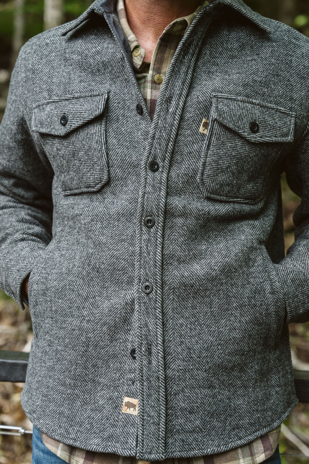 Men's Wool Shirt Jacket - Pockets