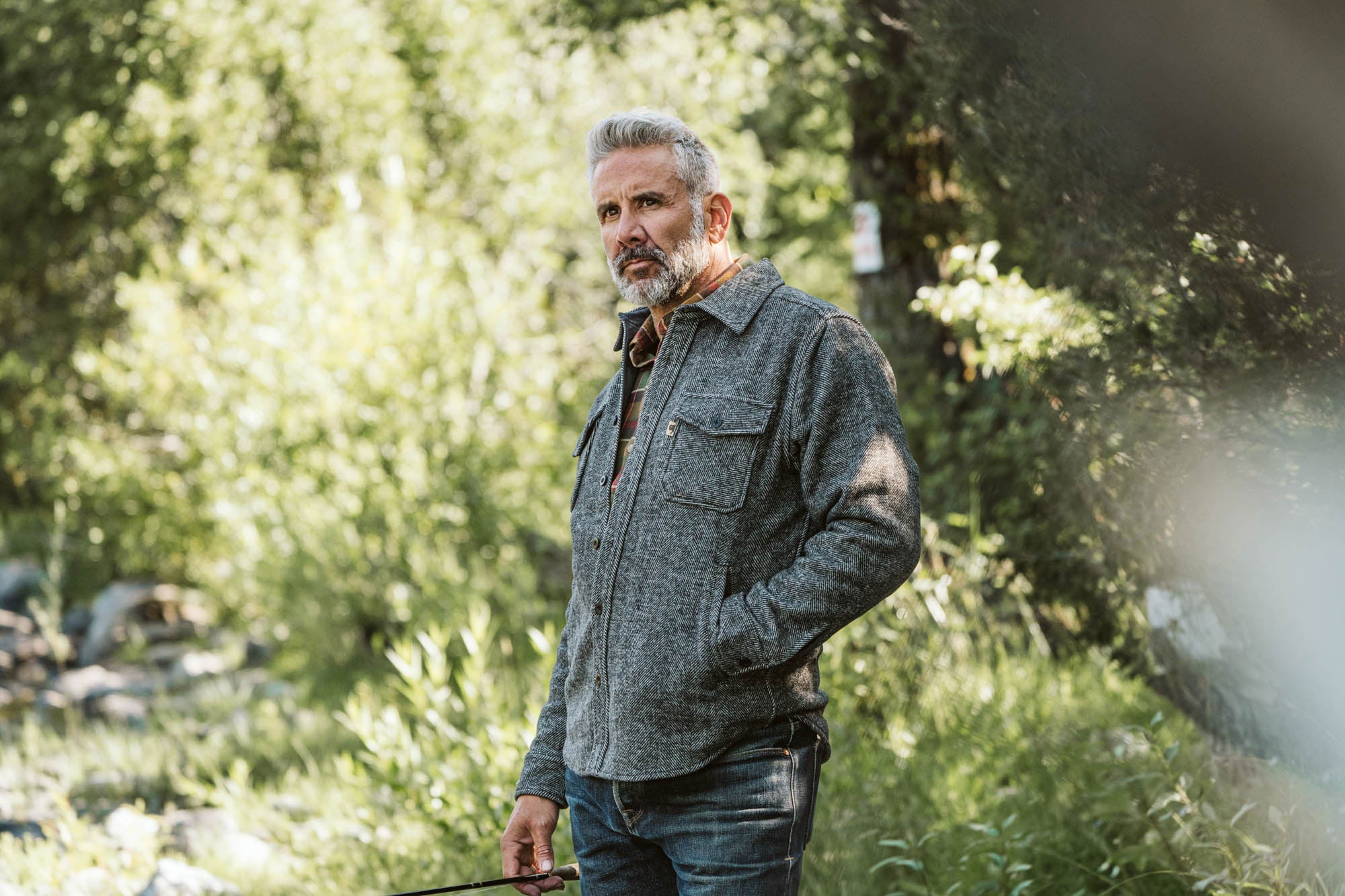 Outdoor - Barn - Wool Shirt Jacket / Shirt Jac - Gray Herringbone