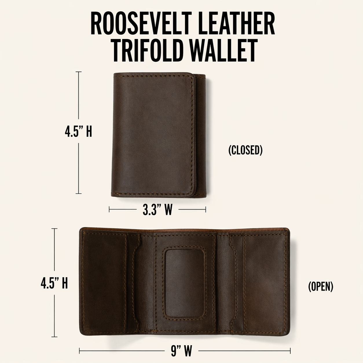 Roosevelt Leather Trifold Wallet | Dark Briar