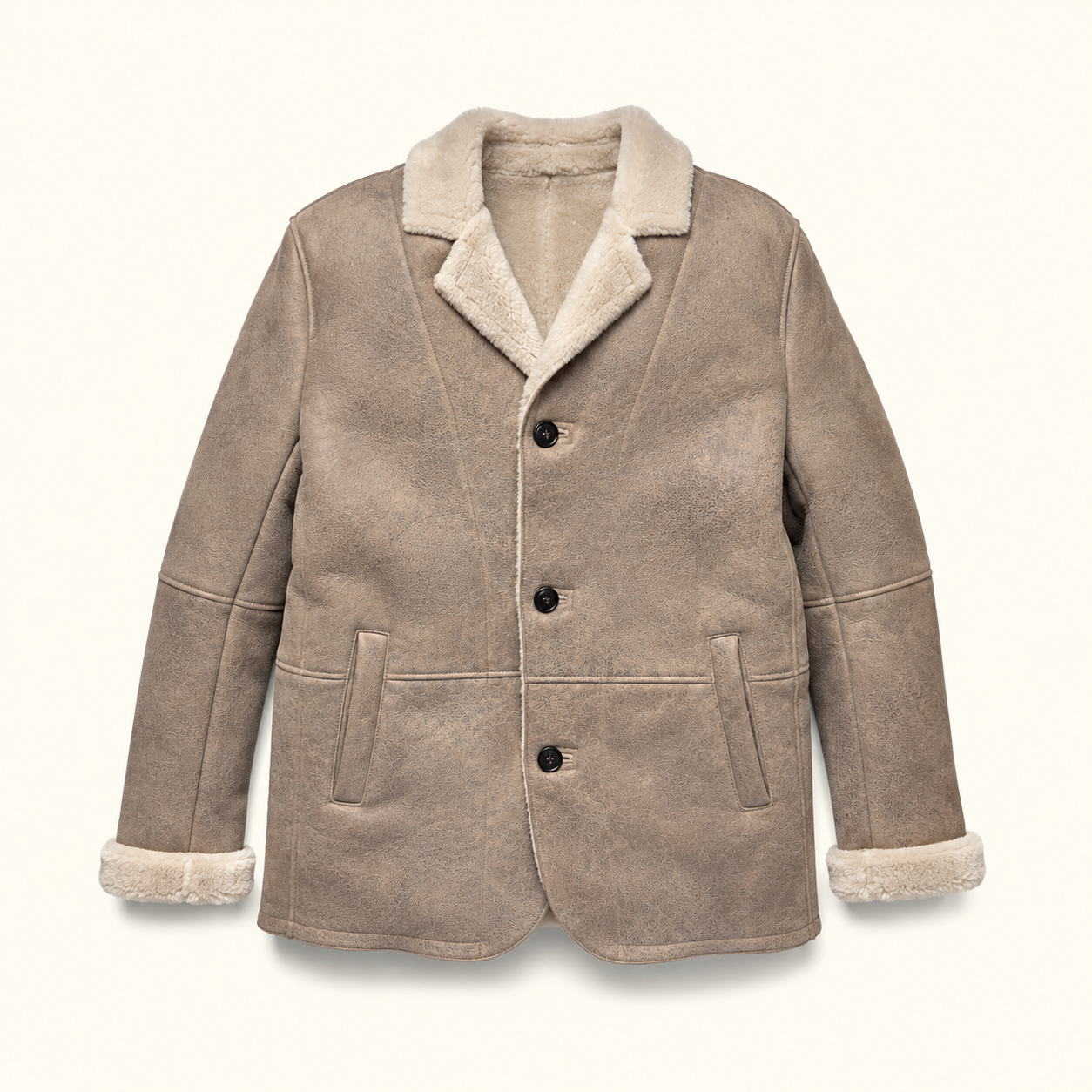 Big Sky Shearling Leather Blazer | Gray Sand