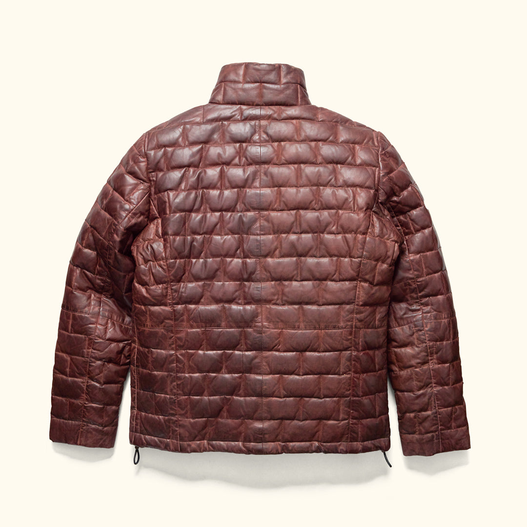 Mens Outdoor Leather Puff Jacket - Vintage Leather - Built to Roam