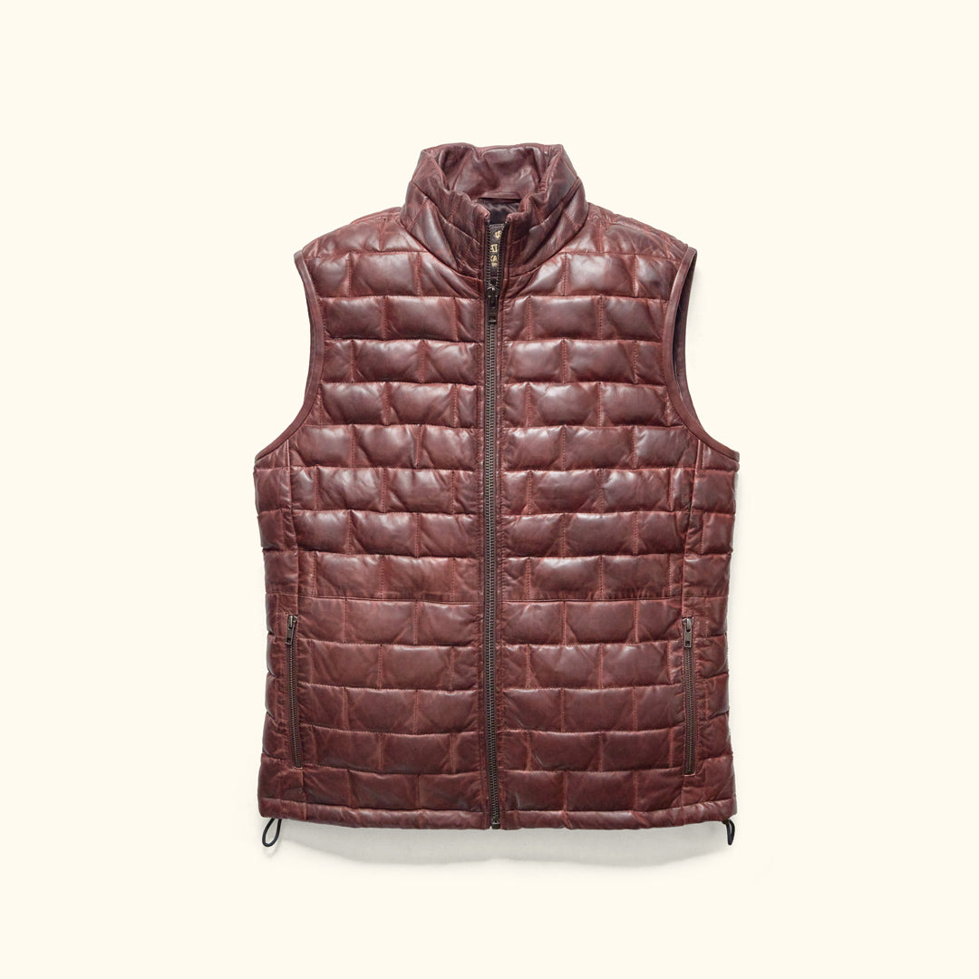Down Leather Vest - Vintage Brown