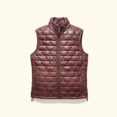 Down Leather Vest - Vintage Brown