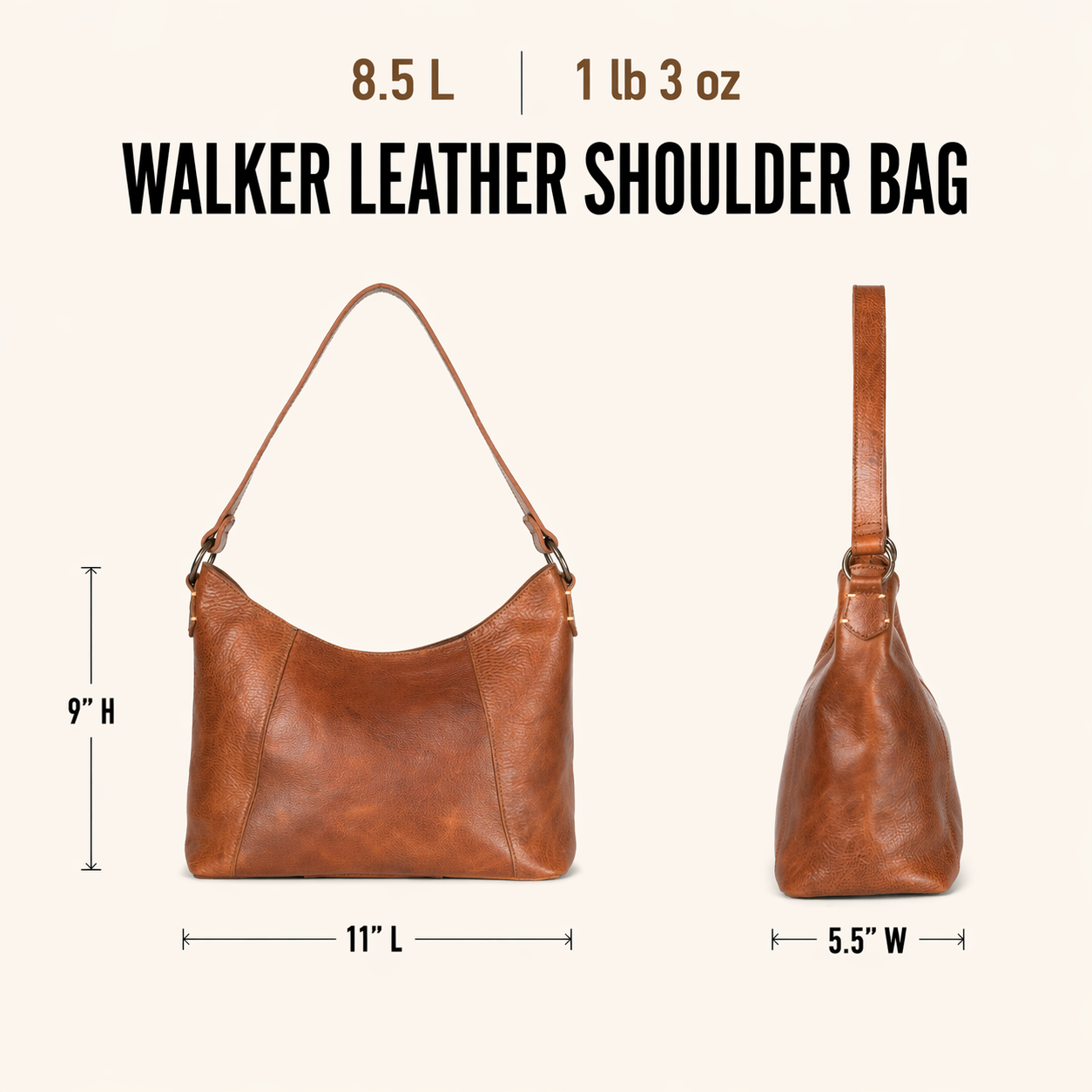 Walker Leather Shoulder Bag | Rustic Tan