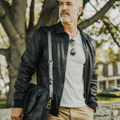 Street Wear - Premium Mens Black Bomber Jacket under $500