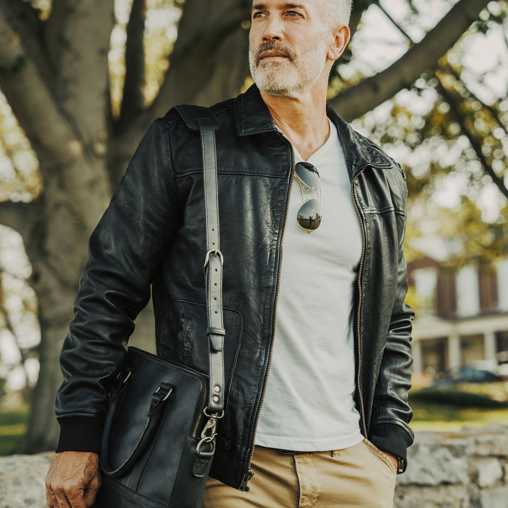 Lifestyle Men's Luxury Dress Leather Jacket in Vintage Black