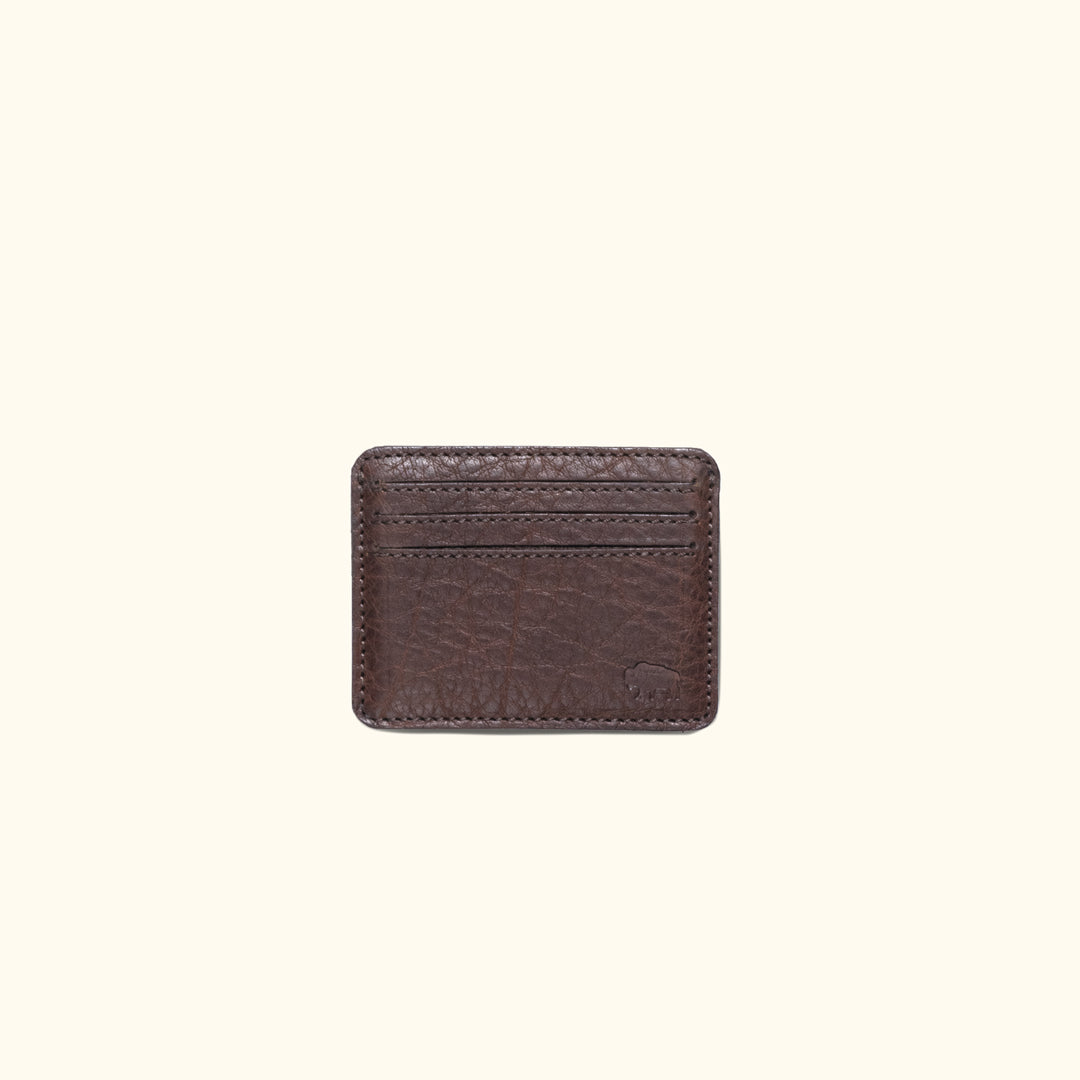 Roosevelt slim full-grain buffalo leather wallet with front ID window — Buffalo Jackson handmade men's bifold