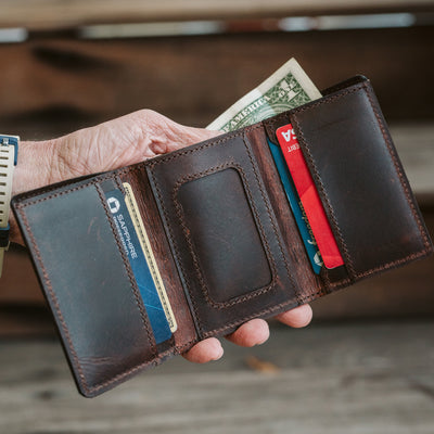 Roosevelt Leather Trifold Wallet | Dark Briar