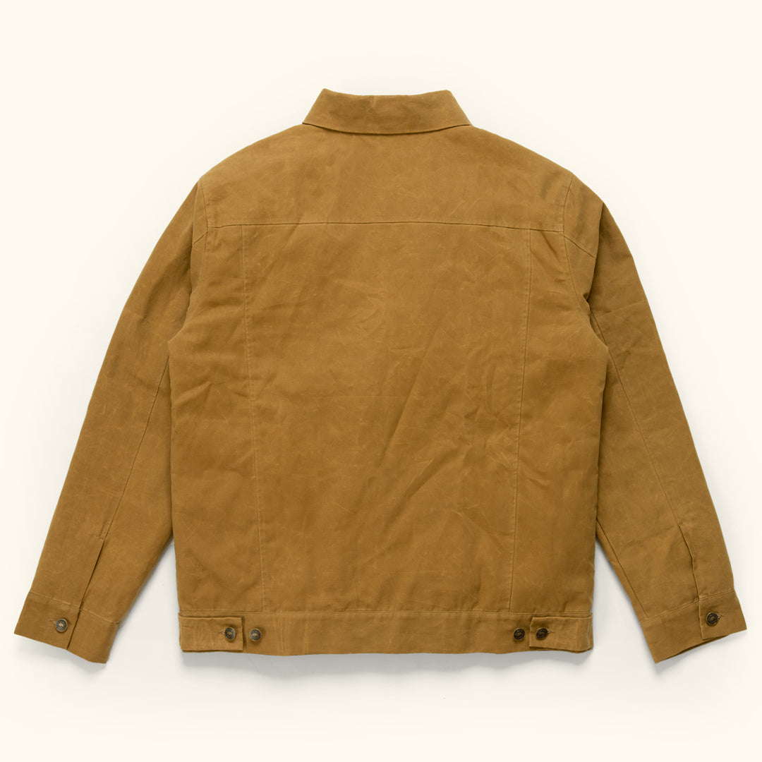 Men's Vintage Waxed Canvas Trucker Jacket - tobacco tan