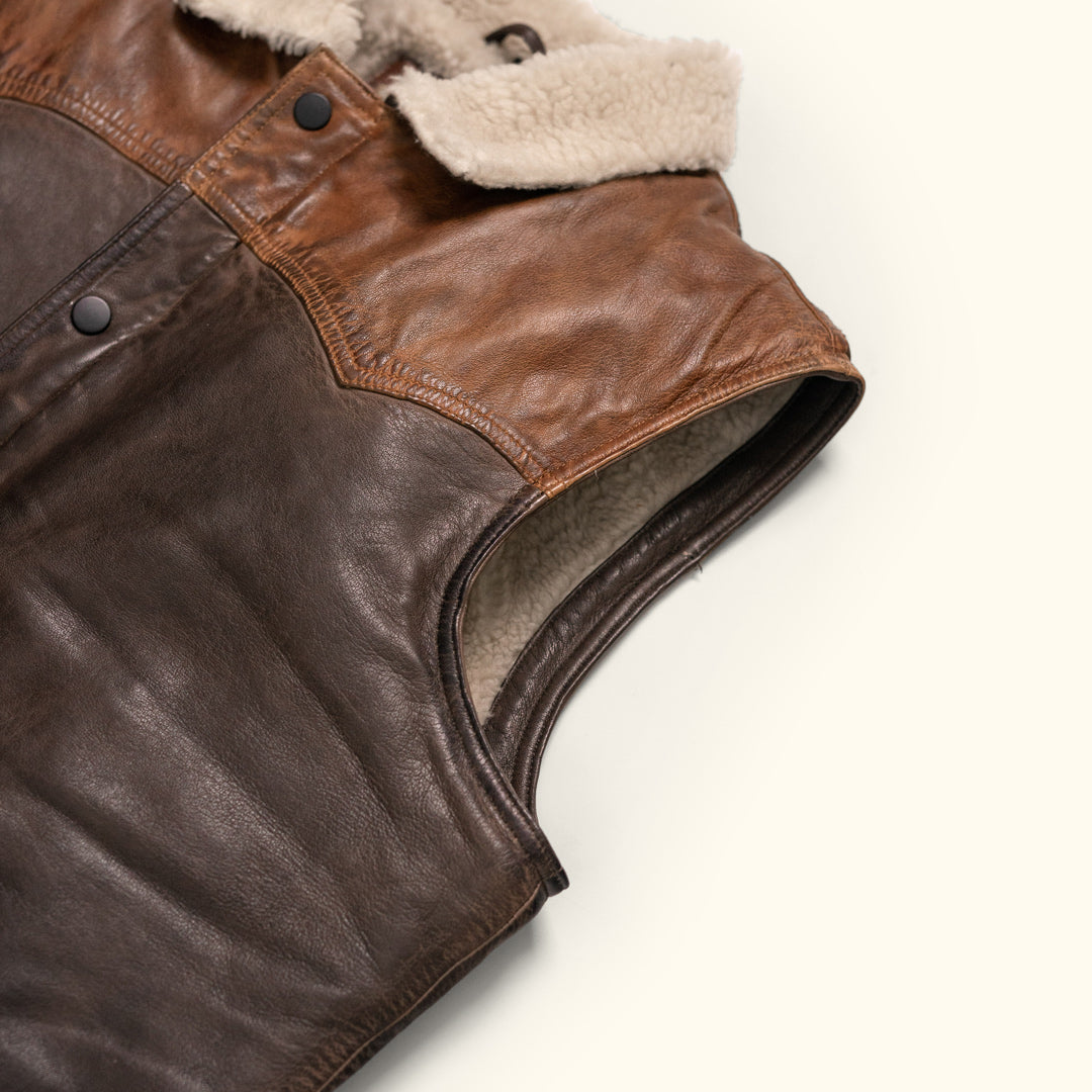 Mens western leather down vest