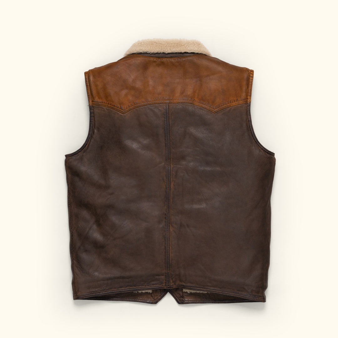 Mens best leather down vest for winter