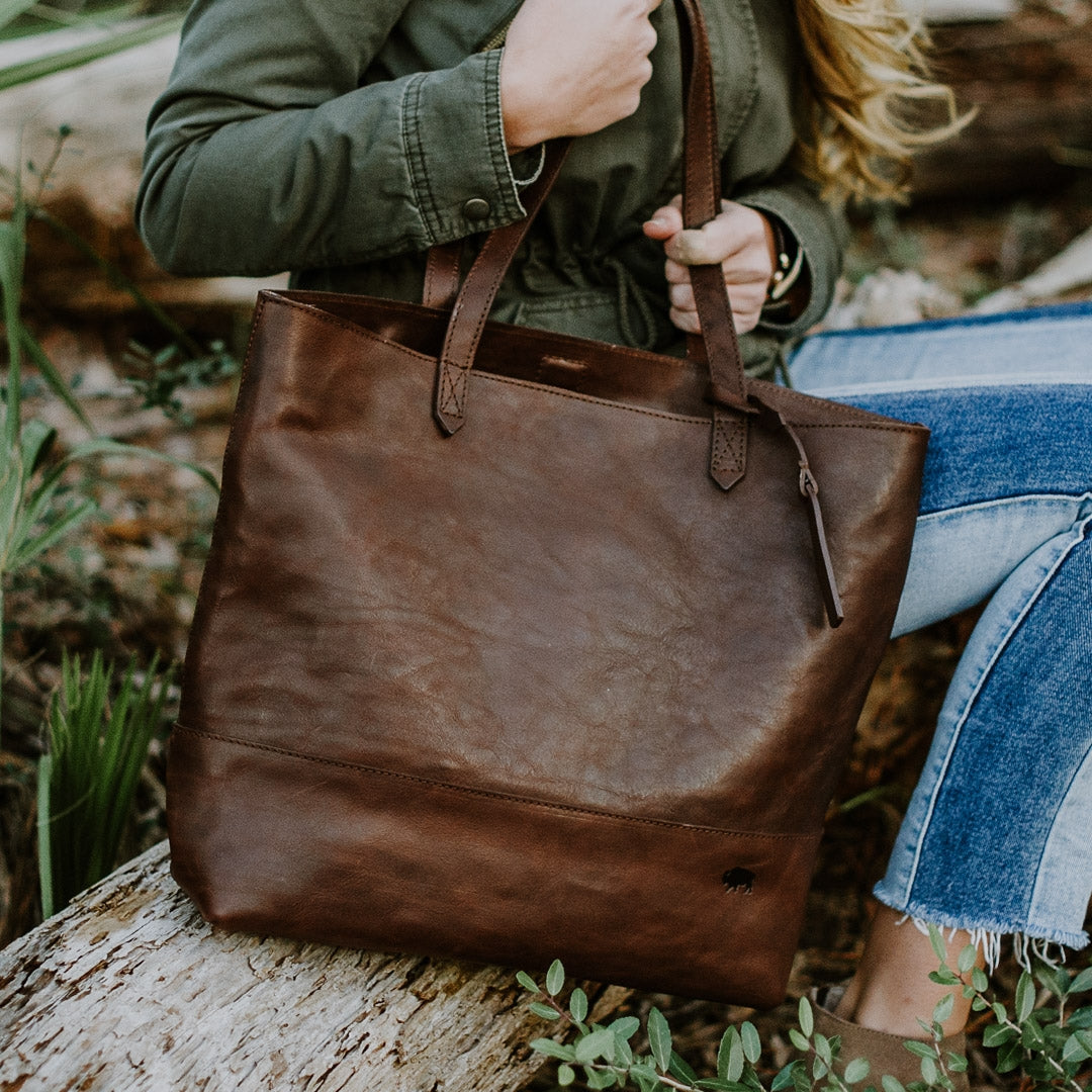 Madison Leather Tote | Dark Hazelnut hover