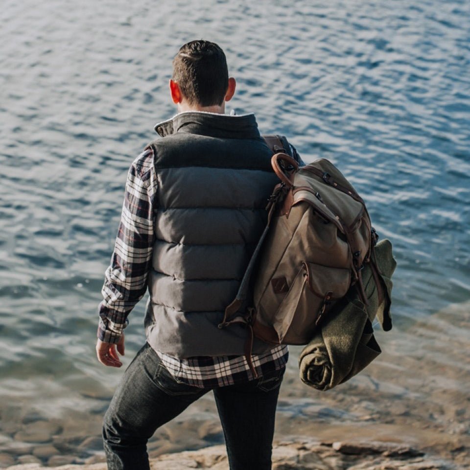 Jackson Vest w/ Sherpa Collar - Gray and Charcoal