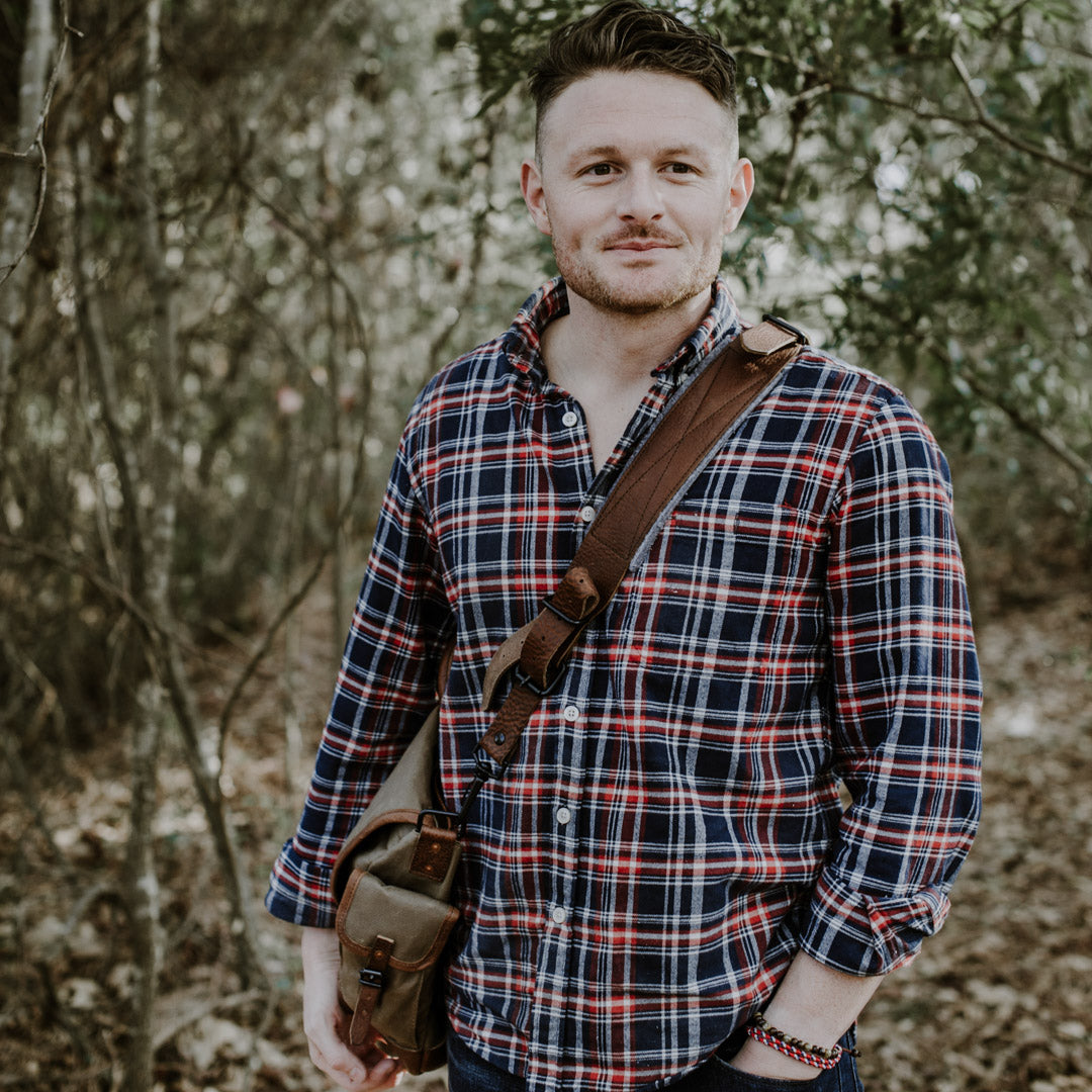 Men's Well Made Canvas Messenger Bag | Field Khaki w/ Chestnut Brown Leather