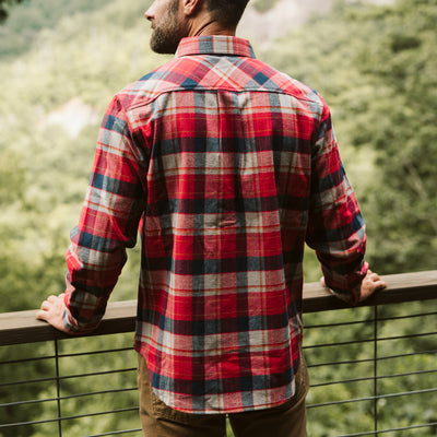 mens tough Fairbanks Flannel Shirt Red Plaid
