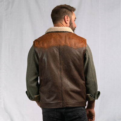 Rugged leather western vest jackson