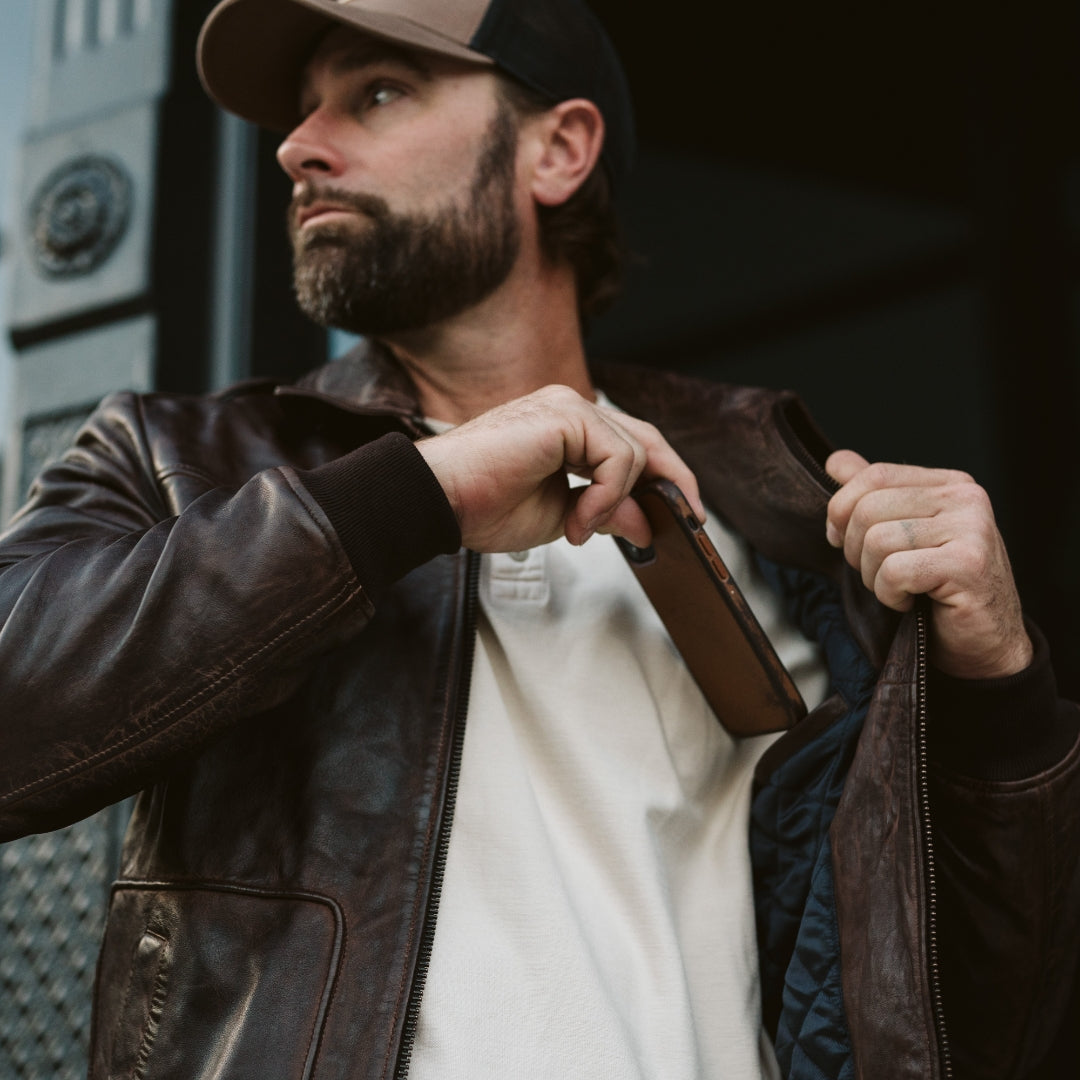 Vintage Leather Street Jacket | Dark Brown