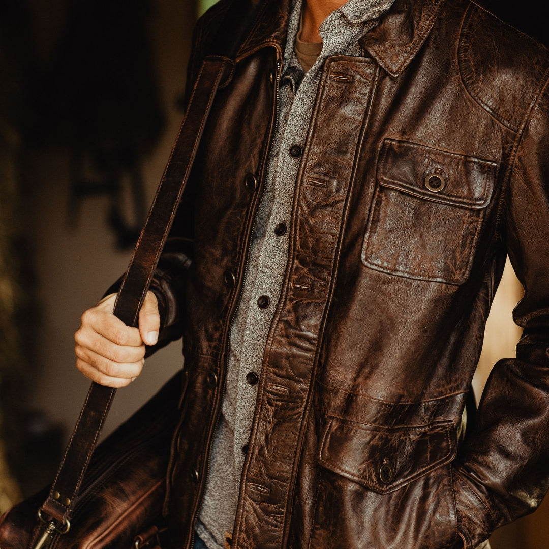 Vintage Leather Barn Coat