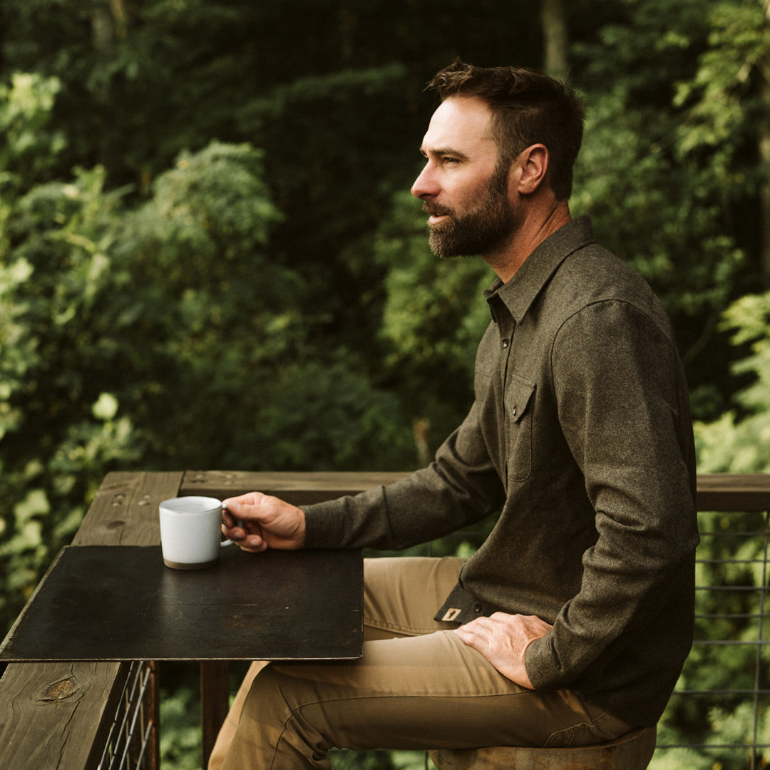 mens classic Wool Blend Solid Flannel Heather Green