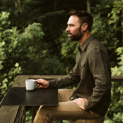 mens classic Wool Blend Solid Flannel Heather Green