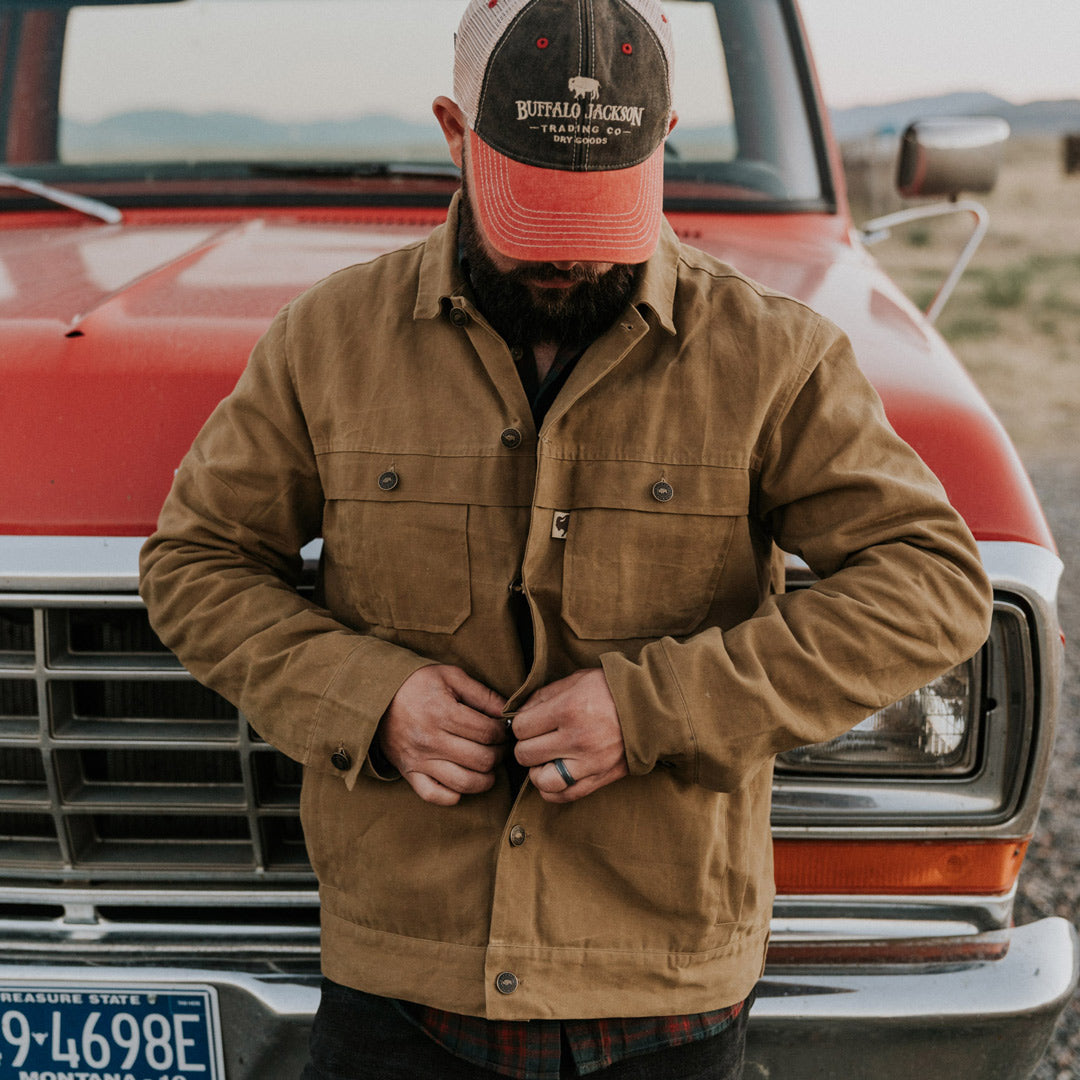 Mens Tough Waxed Canvas Trucker jacket hover