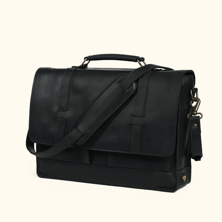 Classic Luxury Men's Jefferson Leather Messenger Bag | Black - Buffalo Jackson Trading Co.
