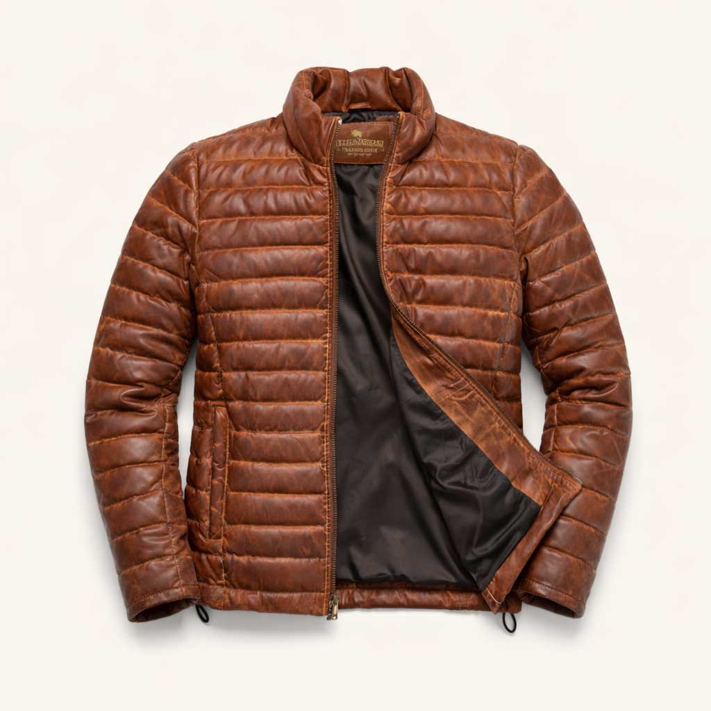 Men's Bridger Leather Jacket - Sheepskin Leather and Down Fill for Ultimate Jacket for Winter