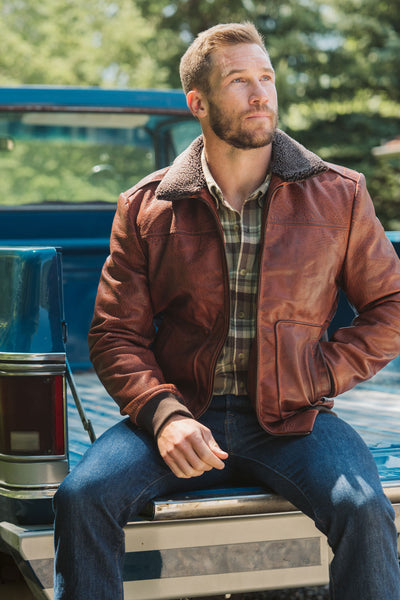 Casual Bomber Street Jacket in Vintage Brown