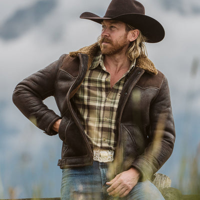 Jackson Shearling Leather Jacket | Brown