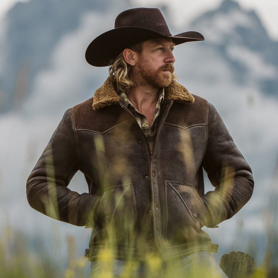Jackson two-tone western shearling leather jacket
