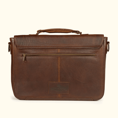 Roosevelt Messenger Bag back panel — YKK zippered pocket for quick-access travel items and daily essentials