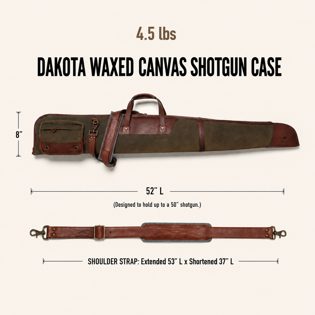 Dakota Waxed Canvas Shotgun Case | Green w/ Dark Briar Leather