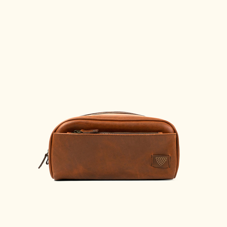 Vintage Leather Leather Dopp Kit | Elderwood front