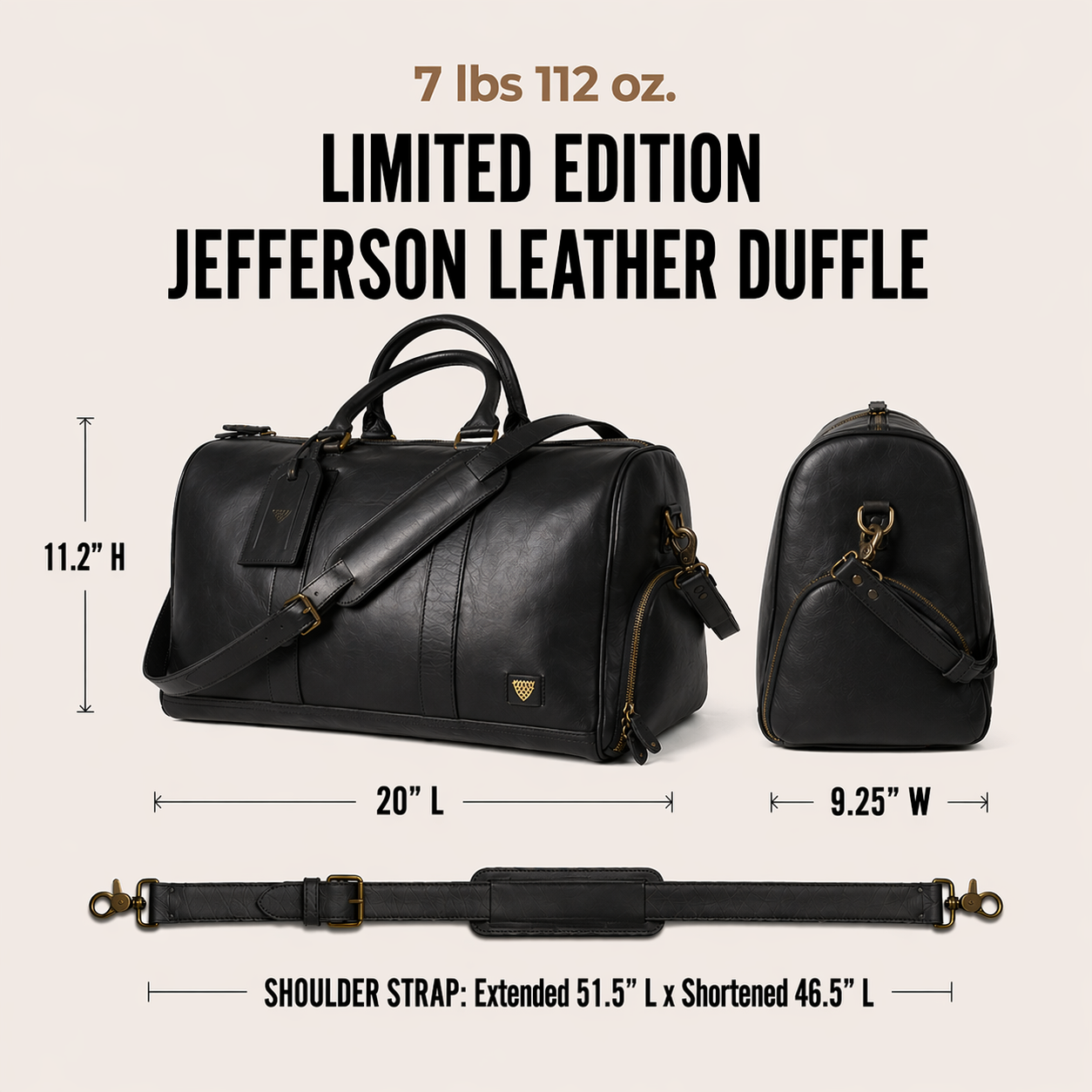 Limited Edition Jefferson Leather Duffle | Black