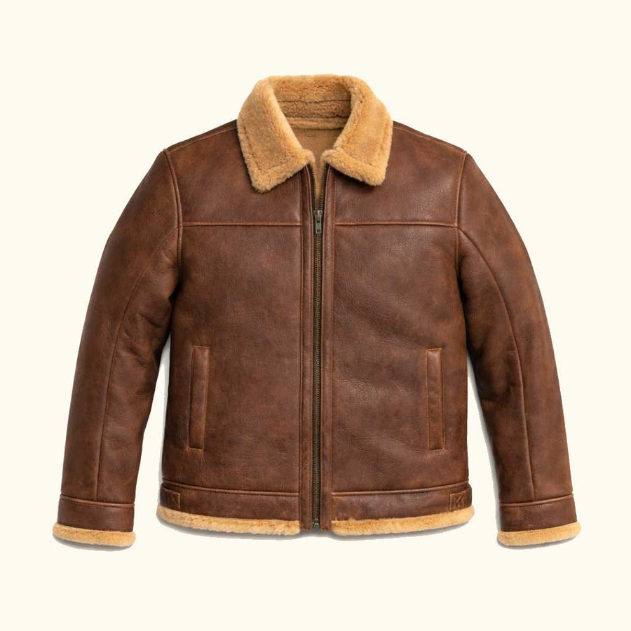 Men's Shearling Leather Bomber Jacket 