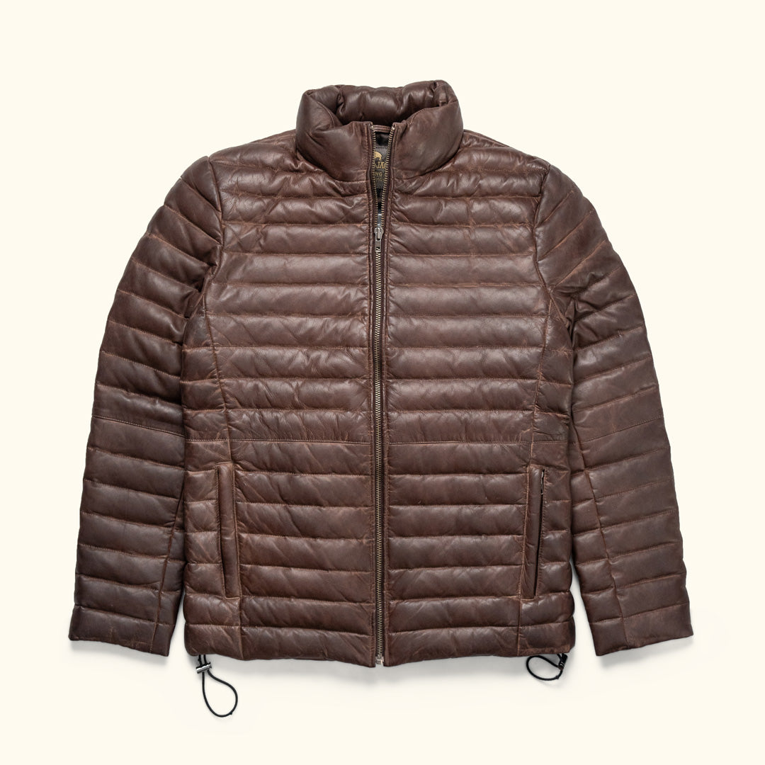 Leather Brown Jacket - Down