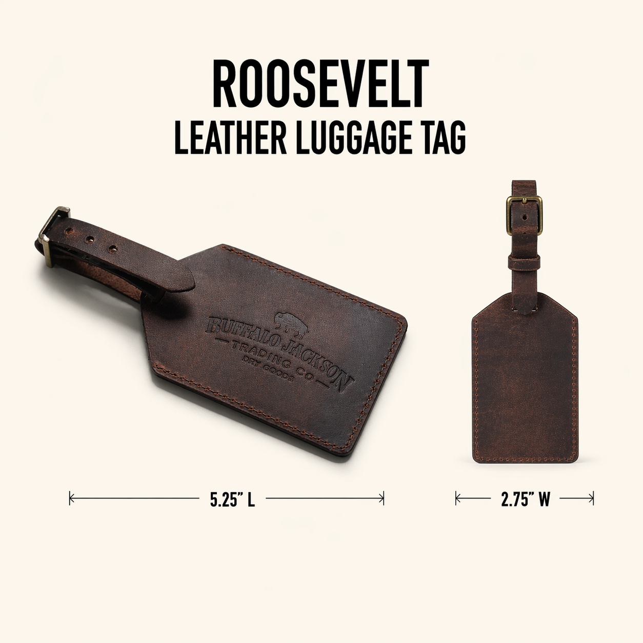 Roosevelt Leather Luggage Tag | Dark Oak