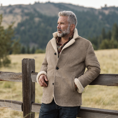 Big Sky Shearling Leather Blazer | Gray Sand